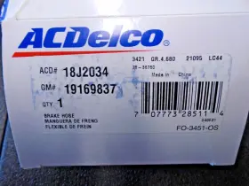 19169837 Ac Delco Nos Gm Hydraulic Front Disc Brake Hose In Stock #2