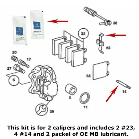 001-989-94-51 Ate 000 991 39 60 2 X Oem Front Caliper Pin And Spreader Spring Lubricant Kit 1980-85 Mercedes #3