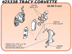 10140586 General Motors 1988-1996 Corvette 2 Fr Brake Caliper Guide Pins With Clips Retainers
