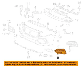 71108tgga30 Honda Oem 2017 Civic Front Bumper-filler Cover Left