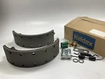 Relined. Haldex HV761308Q2G Rear Brake Shoes 15"X4", 1308Q, 12,000 (12K Lbs). Fixed Price $74.95.