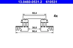 Front Axle Ate 13.0460-0531.2 Accessory Kit, Disc Brake Pad For Mazda. Fixed Price $27.02.