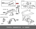 Genuine Oe Seal, Front Fender Main, Left, 5380835120 For Toyota 53808-35120. Fixed Price $38.87.