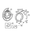 Genuine Mopar Parking Brake Shoe And Lining Kit Right 5191215AB. Fixed Price $131.04.