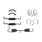 Euclid E-11493 Drum Brake Hardware Kit Front Steer Axle, 15" Diameter. Fixed Price $40.39.