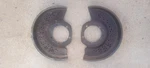 1976-79 Ford F-250 Dana 44 Front Axle 8 Lug Hub Type Disc Brake Caliper Shields. Fixed Price $195.00.