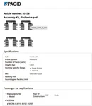 Pagid K0138 Front Brake Hardware Kit Compatible W/ 01/92-12/07 Nissan Micra Ii. Fixed Price $19.99.